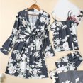 thumbnail image 4 of GPOECD Pyjama pour Femmes, Cardigan Doux à Imprimé, Ensemble de Détente 3 Pcs pour la Maison pour le Printemps et l'Automne, Ensembles de Pyjama de Détente, Gris, TG, 4 of 8