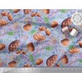 thumbnail image 2 of Soimoi Blue polyester Georgette Fabric Apricot, & Oaknut Fruits Printed Fabric 1 Yard 42 Inch Wide, 2 of 3