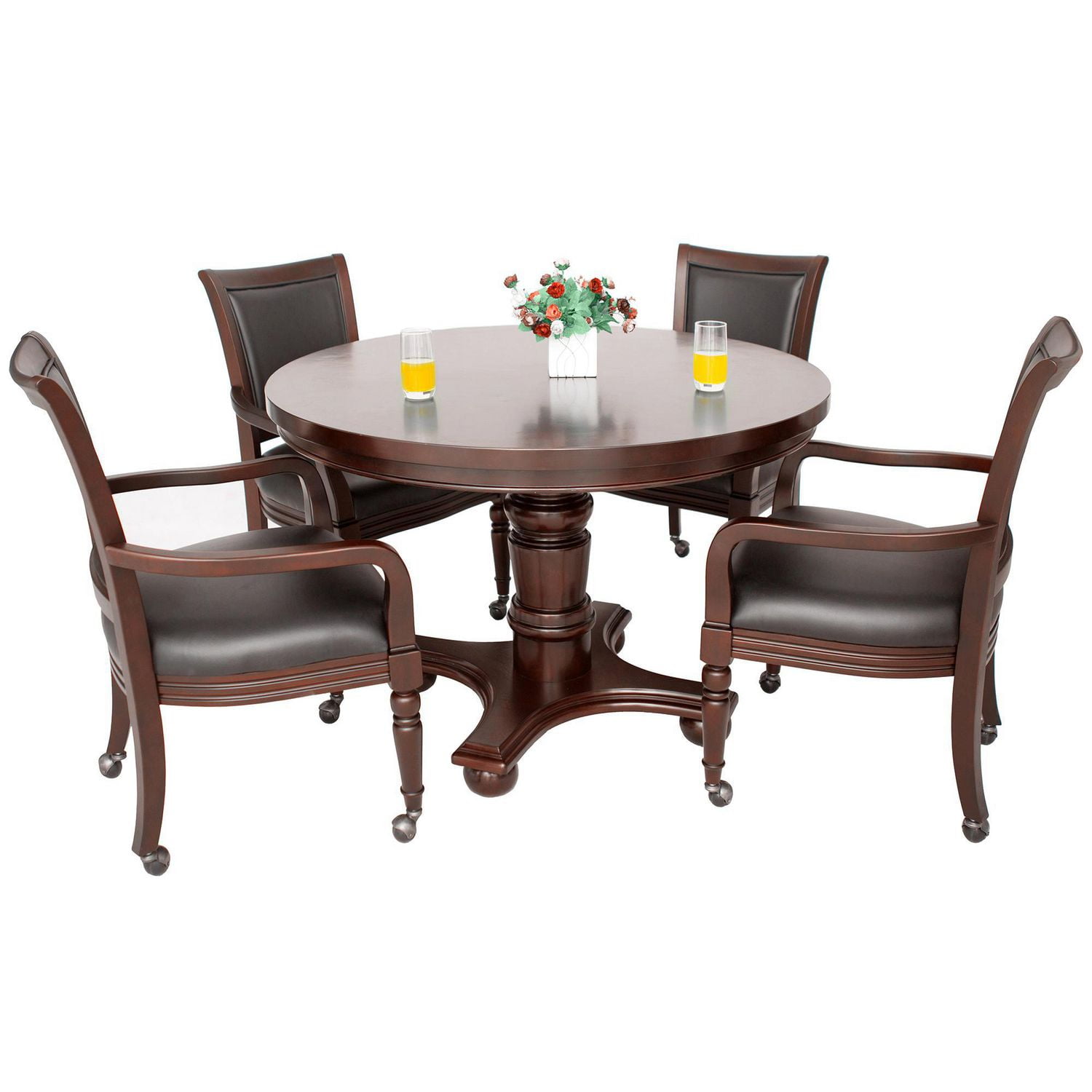 Ensemble de table de jeu de poker Bridgeport 2 en 1 - Noyer