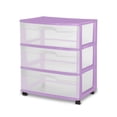 thumbnail image 1 of Sterilite Wide 3 Drawer Cart Lilac, 1 of 4