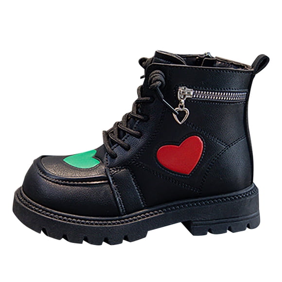 Zanarzt Kids Snow Boots Toddler Girls Mesh Lace Shoes Fashion Mesh Lace Boots Non Slip Breathable Boots Cute Boots Black,US 11.5