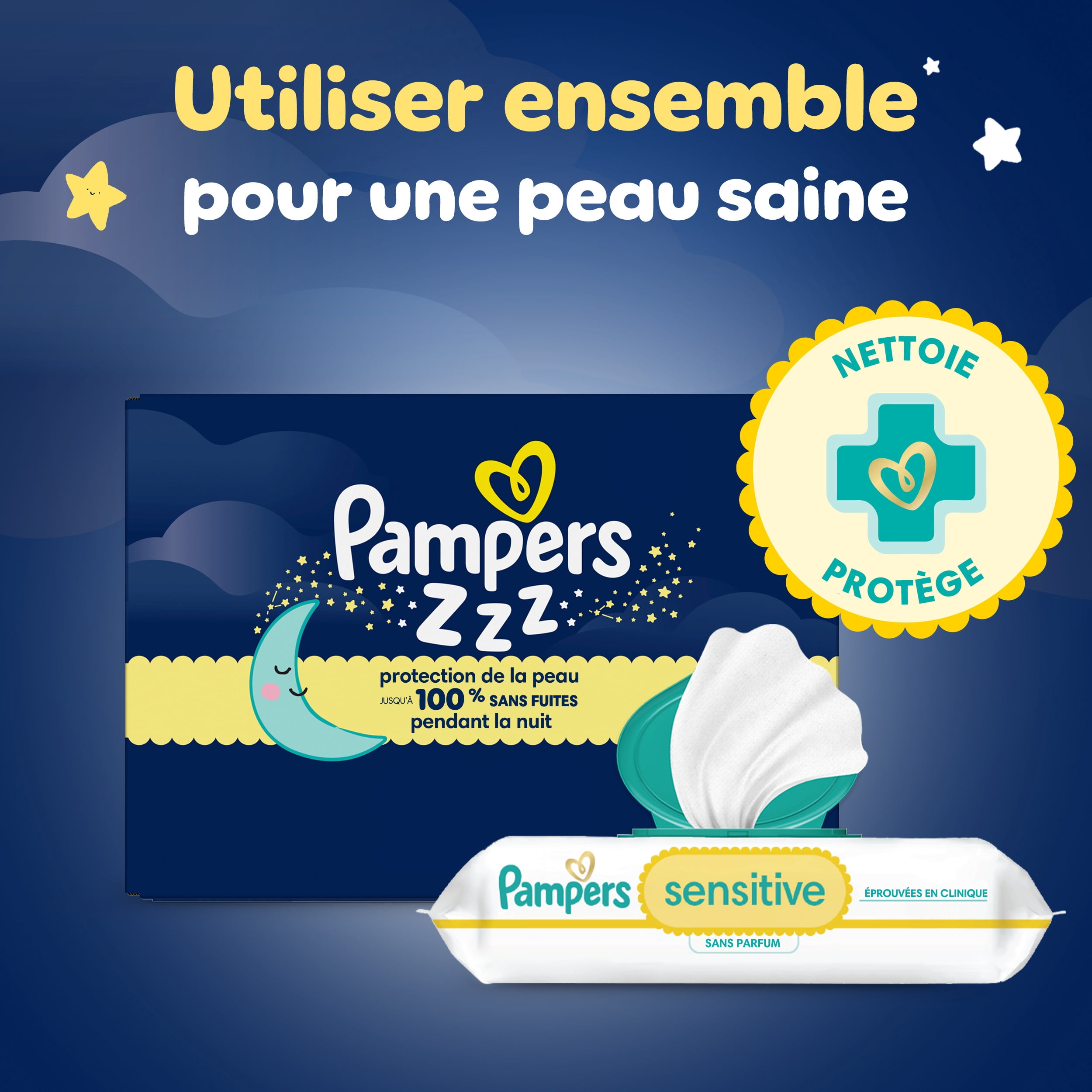 ZZZ Couches de Nuit, Taille 4 (22-37 lbs), Couche pour Bébé Jetable à Protection Nocturne