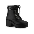 thumbnail image 1 of Unique Bargains Bottes de Combat à Cheville à Plateforme à Talon Épais pour Femmes, 1 of 8