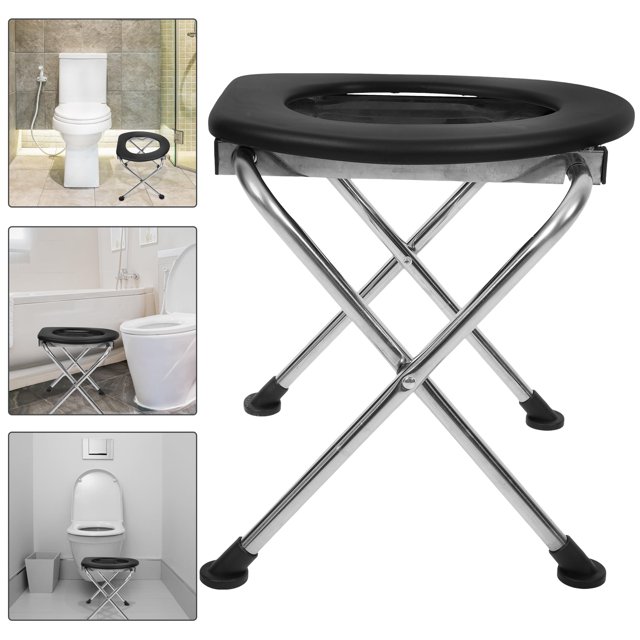 AURARMLET Foldable Portable Toilet Chair with Stable Frame and Nonslip Feet for Easy Storage