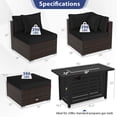 thumbnail image 3 of Costway 5 PCS Patio Furniture Set Heavy-duty Frame Rattan Sofa Set with 60,000 BTU Firepit Table Black, 3 of 10