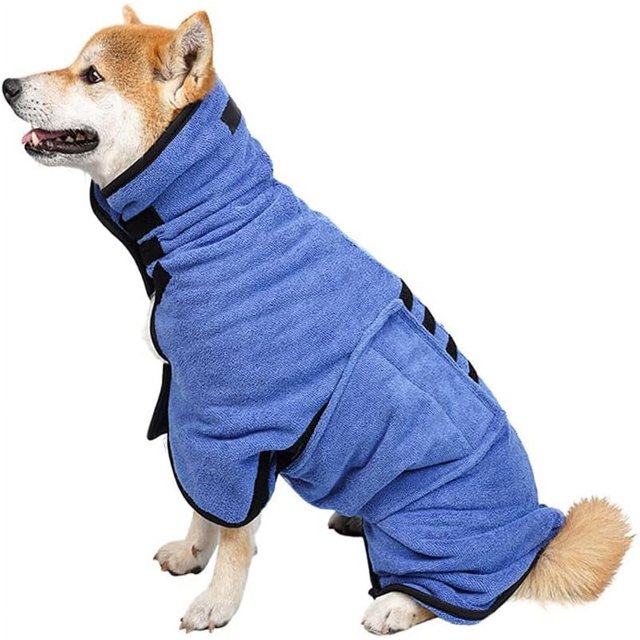 HAHDAXIA Tubbek Dog Bath Robe Dog Drying Coat Dry Fast Dog Bag Soft Dog Bathrobe Towel Fast Drying Super Absorbent Pet Dog Cat Bath Robe Towel