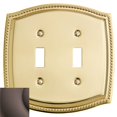 thumbnail image 1 of Baldwin 4790112 5.9375 x 5.9375 in. Rope Switch Plate - Double Toggle, Venetian Bronze, 1 of 1