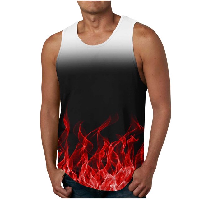 IROINID Hommes Débardeur, Hommes Occasionnels Mode Gradation Impression Pull Col Rond Débardeurs de Sport