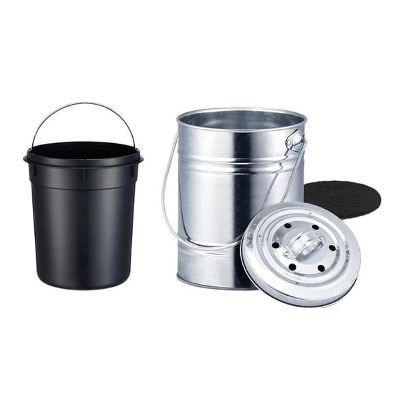 MesaSe Bac à Compost Respirant Lavable en Acier Inoxydable Poubelle de Rangement Seau à Ordures pour Comptoir de Cuisine