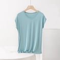 thumbnail image 2 of BLVB Plus Size Pajama Tops for Women Loose Fit V Neck Short Sleeve Soft Modal Sleep Shirts Loungewear, 2 of 6