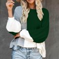 thumbnail image 2 of Rbaofujie Chandails pour Filles Chandails pour Femmes Mode Ample Couleurs Unies Chandail Manches Longues Col Rond Haut Vert Chandails à Capuchon d'Automne pour Femmes, 2 of 3