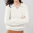 thumbnail image 1 of Polo Pullover Sweater Soft Warm Cozy Collared Sweaters Long Sleeve Oversized Sweatshirt Basic Sweater Tops Oversized Sweaters Cable Knit Lightweight Knit Merino Wool Seamless Sweater White 3XL, 1 of 8