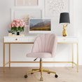 thumbnail image 2 of Linon Alyssa Chaise de Bureau Sans Accoudoirs Rembourrée et Réglable, Pattes Dorées, Rose Blush, 2 of 15