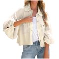 thumbnail image 1 of CEHVOM Mode Femmes Décontracté Col Rabattu Manches Longues Ample Sans Capuche Manteau T-Shirt Blouse Hauts Liquidation, 1 of 8