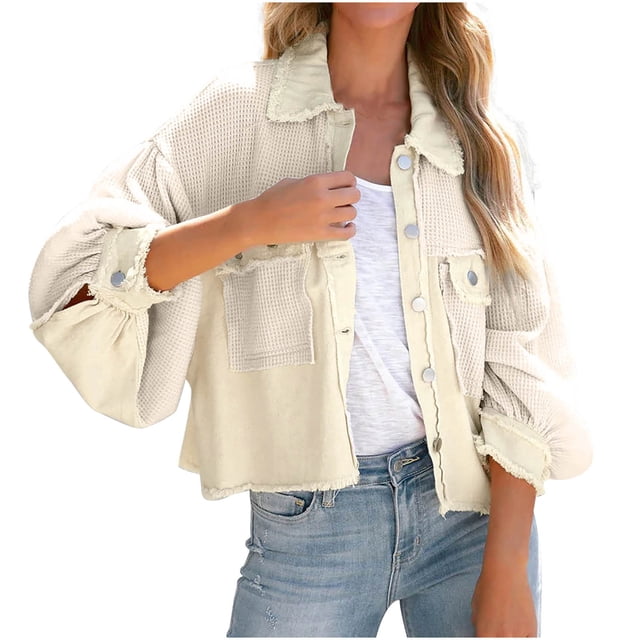 CEHVOM Mode Femmes Décontracté Col Rabattu Manches Longues Ample Sans Capuche Manteau T-Shirt Blouse Hauts Liquidation