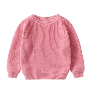 Baby Girl Boy Oversized Knit Sweater Crewneck Pullover Sweatshirt Solid Warm Long Sleeve Tops Blouse