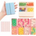 thumbnail image 1 of Pill Case Organizer Travel Pill Box with Label Daily Medicine Organizer Case Pocket Container Case Portable Pink Supplement Case Medicine Container Compact for for Vitamin, 1 of 7