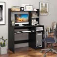 thumbnail image 3 of Patiojoy Computer Desk w/ Charging Station 43.5" Gaming Table Workstation w/ Keyboard Tray CPU Stand & Storage Shelves Black, 3 of 10