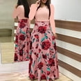thumbnail image 4 of Summer Flower Dot Print Color Matching Long Sleeve High Waist Women Maxi Dress, 4 of 12