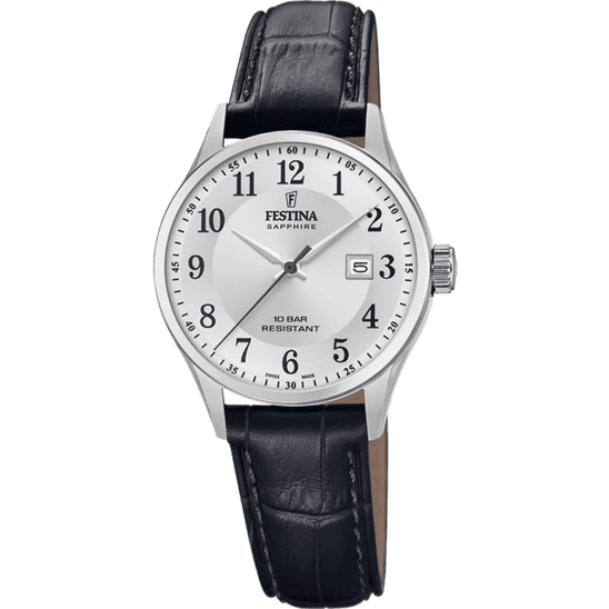 Festina F20009/5 Montre en Cuir Fabriquée en Suisse Noire