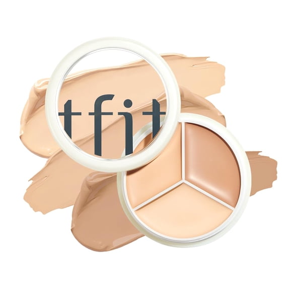 Tfit Cover Up Pro Concealer Palette - 3-In-1 Full Coverage Color Correcting Cream (Hydrating 01 Neutral 0.52 Oz) For Dark Circles Spots Puffiness - High Coverage Eye Corrector For All Skin Tones