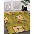 thumbnail image 3 of Ahgly Company Tapis de Zone Rond d'Intérieur Lavable à la Machine, Style Transitionnel, Jaune, 8 Pieds Rond, 3 of 7