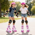 thumbnail image 2 of Costway Patins Quads Réglables à 4 Tailles avec Roues Lumineuses Protection de Sécurité pour 13+ Rose Rouge, 2 of 10
