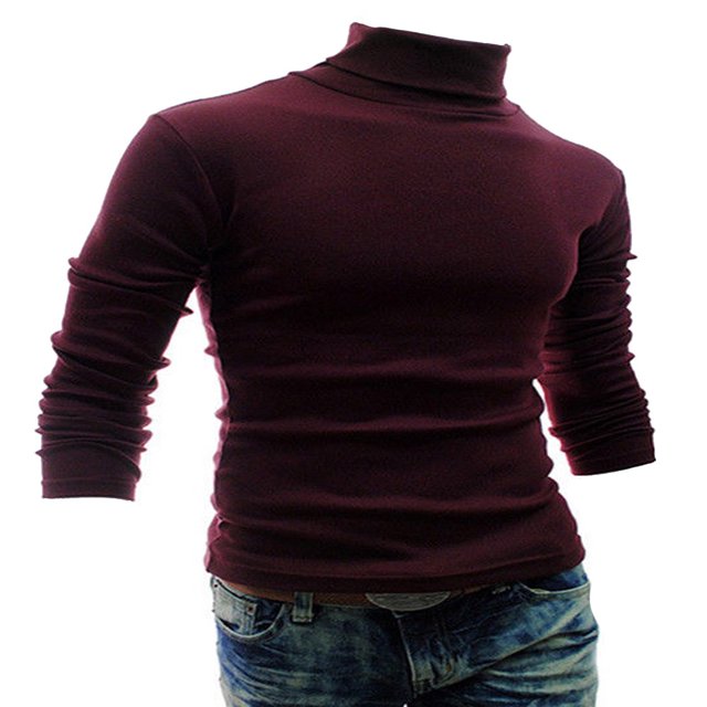 Pull d'Hiver Chaud en Coton Col Montant pour Hommes