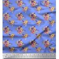 thumbnail image 1 of Soimoi Blue Cotton Cambric Fabric Leaves & Ranunculus Floral Decor Fabric Printed Yard 42 Inch Wide, 1 of 3