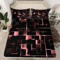 thumbnail image 2 of YST Pink Black Pastel Bed Sheets, Geometric Neon Square Sheet Set King Size For Bedroom, Stereoscopic Geometry Grid Sheets Modern Abstract Fitted Sheet, 2 Pillow Cases, 2 of 6