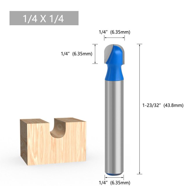 1/4 Shank Ball Nose Router Bits End Mill Round Cove Box Solid CNC Milling Bit