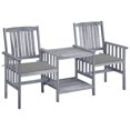 thumbnail image 1 of vidaXL Garden Chairs with Tea Table and Cushions Solid Acacia Wood, 1 of 5