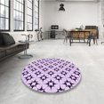 thumbnail image 4 of Ahgly Company Tapis d'Intérieur Ronds Lavables à la Machine, Style Transitionnel, Fleur Violette Violette, Tapis de Zone, 7 Pieds Rond, 4 of 7