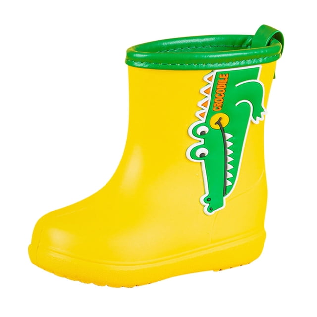 NOKIO Bottes de Pluie Classiques à Col Montant Semelle Antidérapante en TPR Semelle Intermédiaire Résistante aux Perforations Imprimés de Dessins Animés Fantaisistes Construction Waterproof pour Enfants Filles Garçons
