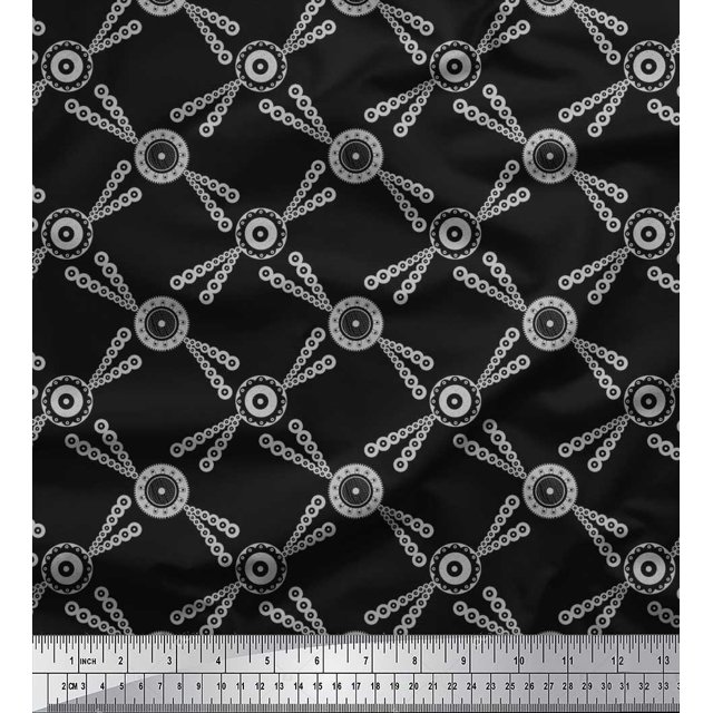 Soimoi Georgette Viscose Fabric Dots & Circle Geometric Print Fabric by the Yard 42 Inch Wide