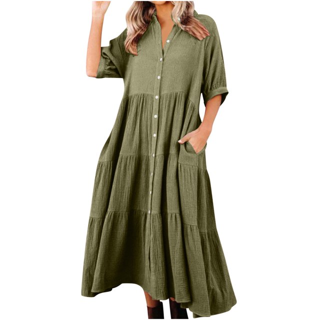 Gspmoly Robes d'Été, Robe Longue Décontractée d'Été pour Femmes à Col Rond, Unie, Sans Manches, Robes d'Été pour Femmes en Liquidation