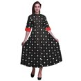 thumbnail image 1 of Bimba Robe à Manches Roulées pour Femmes à Imprimé Feuilles, Col Mandarin, Chemise Boutonnée - Moyen, 1 of 5