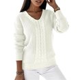 thumbnail image 1 of LUXUR Women Chunky Knitted Sweaters Knitwear Chic Pullover White M, 1 of 4