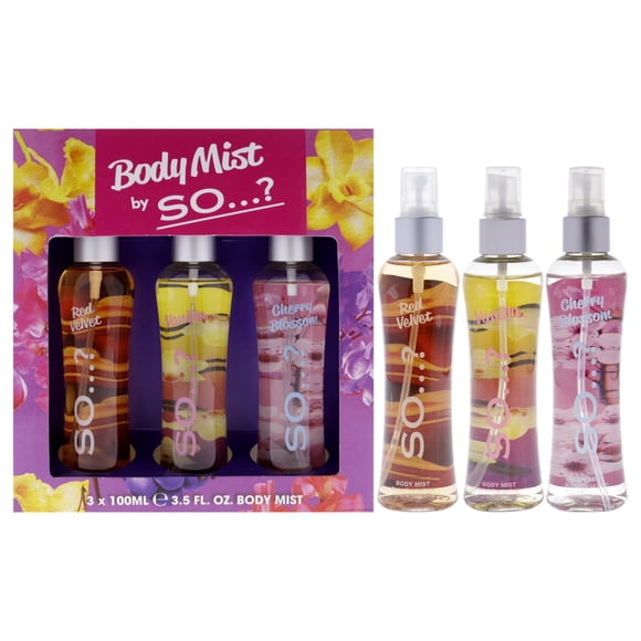 Body Mist by So? for Women - 3 Pc 3.5oz Body Mist - Red Velvet, 3.5oz Body Mist - Vanilla, 3.5oz Body Mist - Cherry Blossom