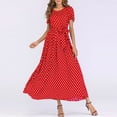 thumbnail image 2 of Robes d'Été pour Femmes 2023 Robes pour Femmes Liquidation Mode Femmes Manches Courtes Plage Pois Bandage Longue Robe Maxi, 2 of 9