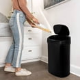 thumbnail image 3 of 13 Gallon Kitchen Trash Can Automatic Stainless-Steel Garbage Can with Touch-Free & Motion Sensor, Anti-Fingerprint Mute Designed Brushed Trash Bin , Black, 3 of 8