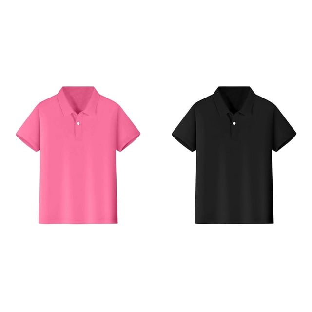 2 Pack(Black 1PCS & Red 1PCS) Multipack Tops for Short Shirts Sleeve Shirt Button Closure Plain Cotton Tops Comfortable & Soft Fabric