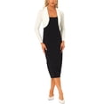 thumbnail image 2 of INSPIRE CHIC Boléro en Velours pour Femme, Ouvert, Manches Longues, Col à Revers, Cardigan Court Ouvert, Blanc, P, 2 of 5
