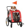 thumbnail image 1 of Aosom Remorque pour Vélo pour Chien, Chariot pour Chien 2-en-1 Poussette pour Animal de Compagnie pour Voyage avec Roues Universelles Réflecteurs Drapeau, pour Petits et Moyens Chiens, Rouge, 1 of 10