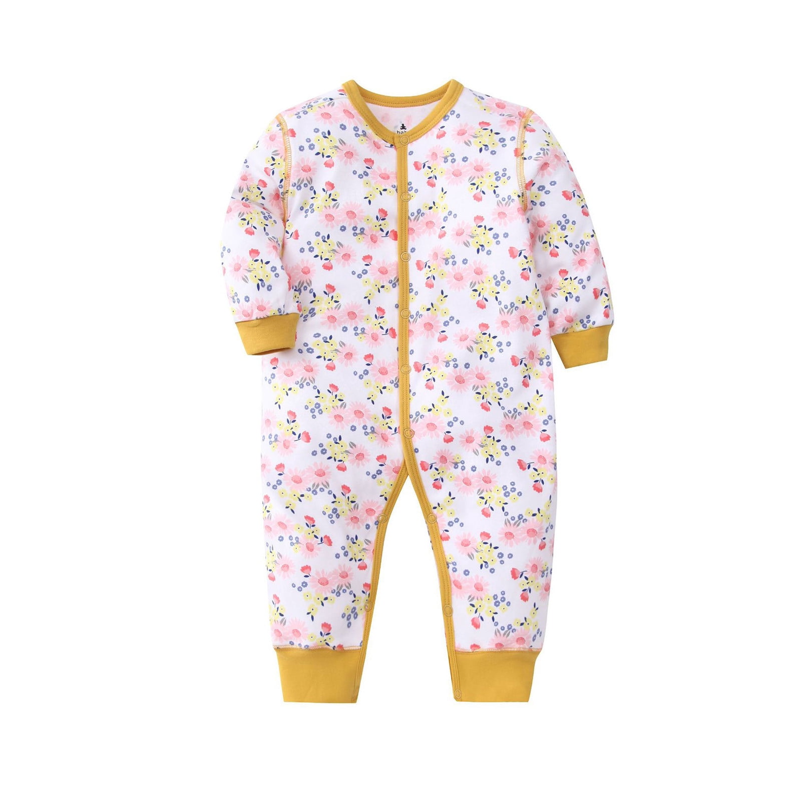 XDZJLR Girls Rompers Newborn Infant Baby Boy Cute Print Long Sleeve Crawling Button Playsuits Romper Yellow 18-24 Months