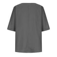 thumbnail image 4 of asjyhkr Womens Linen T Shirts Loose Fitting V Neck Button Lightweight Summer Tops Solid Color Tees, 4 of 7