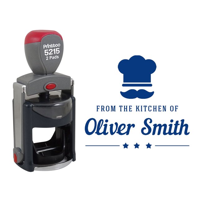 Printtoo Roound Personalized Blue Self Inking Kitchen Stamp Custom Business Monogram Rubber Stamper-45 mm