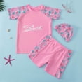 thumbnail image 2 of MIASHUI Boys Two Piece Rash Guard Swimsuits Kids Short Sleeve Bathing Suit with Sun Hat,Pink,4-5 Years, 2 of 3