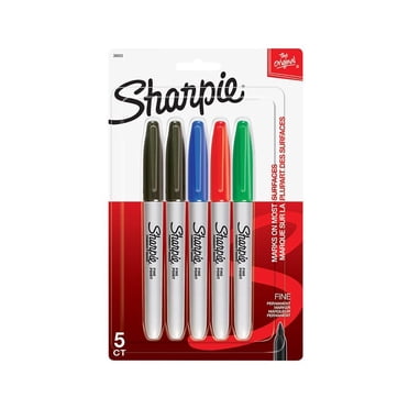 Marqueurs permanents Sharpie, pointe fine, couleurs assorties, 5 unités