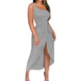 thumbnail image 2 of Robes de Cocktail d'Été Grande Taille BLVB pour Femmes, Robe Longue Froncée à Épaules Dénudées, Fendue, pour Fête, Boîte de Nuit, Plage, 2 of 5